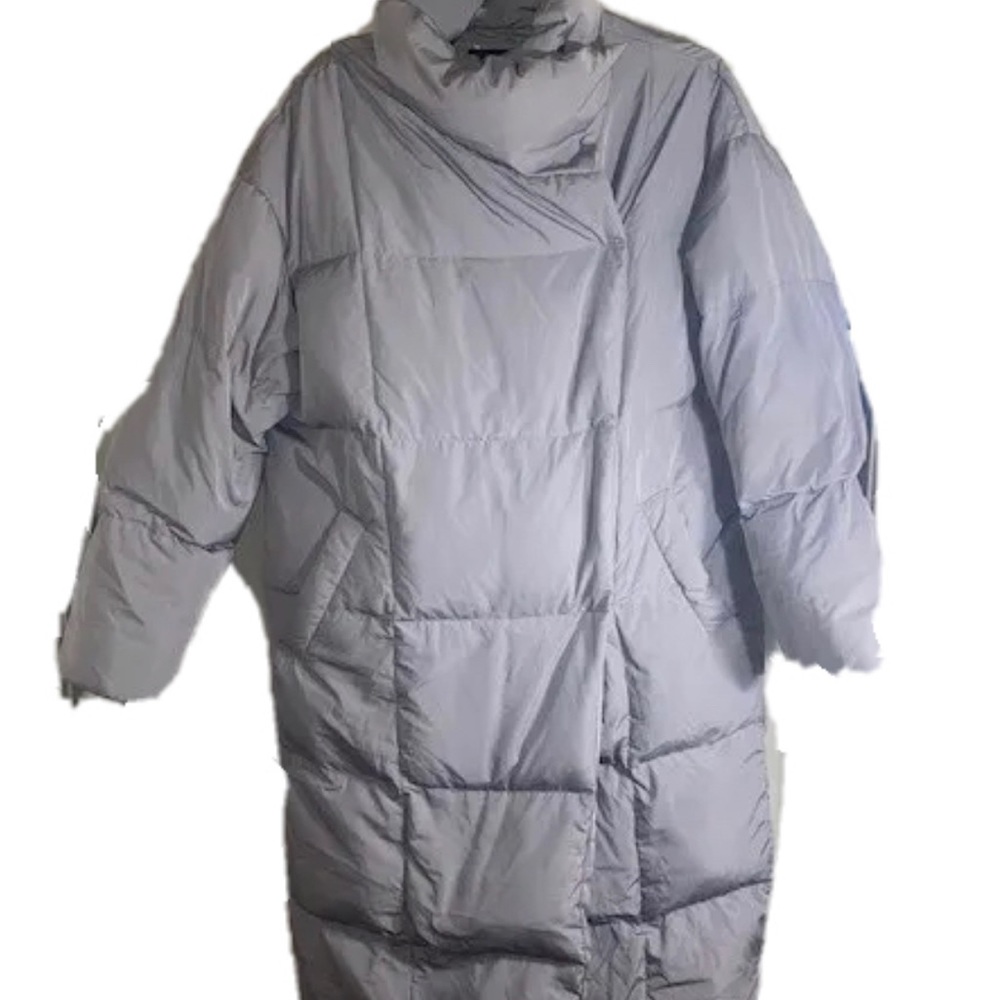 Bershka Puffer Jacket in Longer Length Womens Size M/L Gray y2k super size me